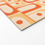 Mid Century Modern Piquet Abstract Multi Tiled Geometric Pattern Orange Tangerine Welcome Mat Gallery Image 2