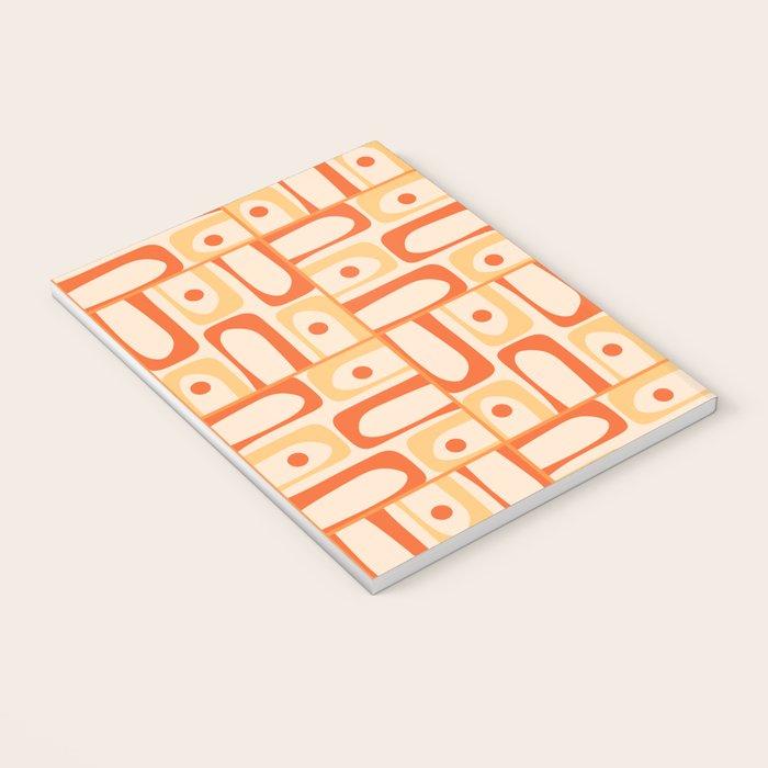 Mid Century Modern Piquet Abstract Multi Tiled Geometric Pattern Orange Tangerine Notebook Gallery Image 3