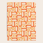 Mid Century Modern Piquet Abstract Multi Tiled Geometric Pattern Orange Tangerine Poster Gallery Image 4