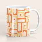 Mid Century Modern Piquet Abstract Multi Tiled Geometric Pattern Orange Tangerine Coffee Mug Gallery Image 1