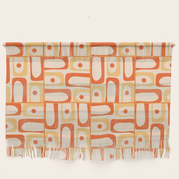 Mid Century Modern Piquet Abstract Multi Tiled Geometric Pattern Orange Tangerine Wall Hanging Gallery Image 1