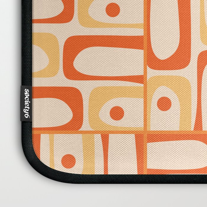 Mid Century Modern Piquet Abstract Multi Tiled Geometric Pattern Orange Tangerine Laptop Sleeve Gallery Image 3
