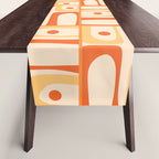 Mid Century Modern Piquet Abstract Multi Tiled Geometric Pattern Orange Tangerine Table Runner Gallery Image 1