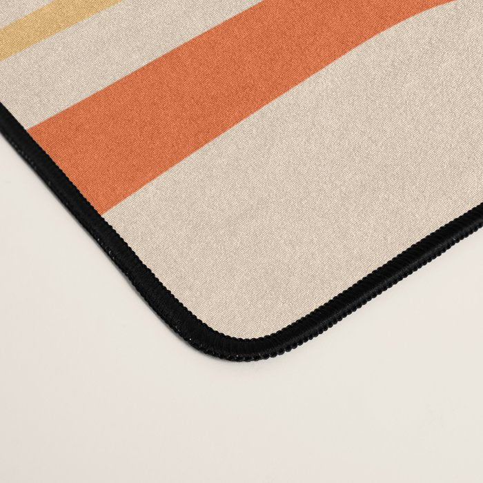 Mid Century Modern Piquet Abstract Multi Tiled Geometric Pattern Orange Tangerine Desk Mat Gallery Image 4