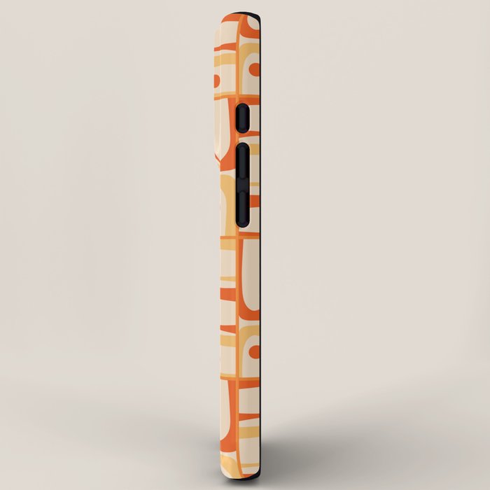 Mid Century Modern Piquet Abstract Multi Tiled Geometric Pattern Orange Tangerine iPhone Case Gallery Image 2