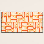 Mid Century Modern Piquet Abstract Multi Tiled Geometric Pattern Orange Tangerine Desk Mat Gallery Image 3
