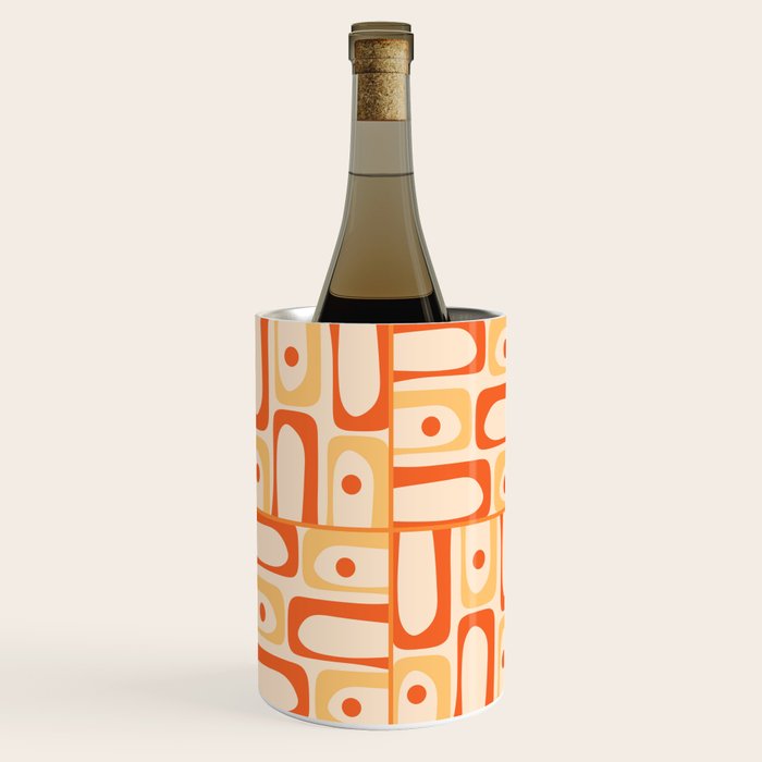 Mid Century Modern Piquet Abstract Multi Tiled Geometric Pattern Orange Tangerine Wine Chiller Gallery Image 3