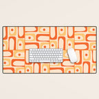 Mid Century Modern Piquet Abstract Multi Tiled Geometric Pattern Orange Tangerine Desk Mat Gallery Image 1