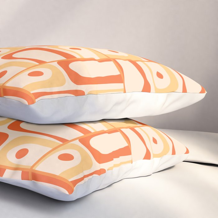Mid Century Modern Piquet Abstract Multi Tiled Geometric Pattern Orange Tangerine Pillow Sham Gallery Image 3