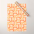 Mid Century Modern Piquet Abstract Multi Tiled Geometric Pattern Orange Tangerine Wrapping Paper Gallery Image 1