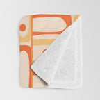 Mid Century Modern Piquet Abstract Multi Tiled Geometric Pattern Orange Tangerine Throw Blanket Gallery Image 3