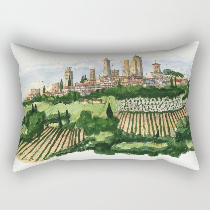 San Gimignano Landscape Rectangular Pillow Gallery Image 1
