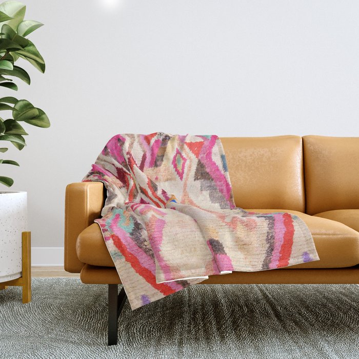 Traditional Vintage Moroccan Berber Design Throw Blanket Gallery Image 1