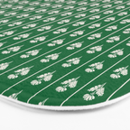 Emerald Green Vintage Cottage Flowers and Stripes Pattern Bath Mat Gallery Image 3