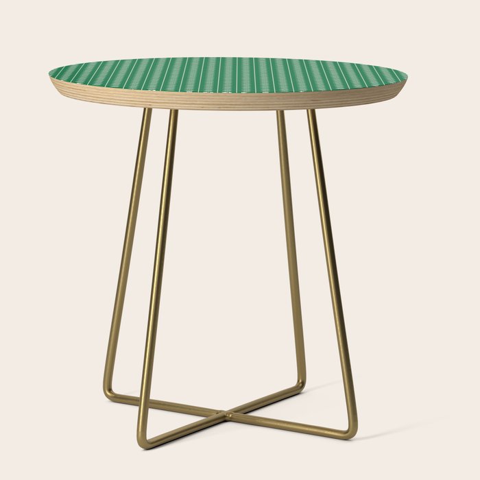 Emerald Green Vintage Cottage Flowers and Stripes Pattern Side Table Gallery Image 1