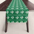 Emerald Green Vintage Cottage Flowers and Stripes Pattern Table Runner Gallery Image 1