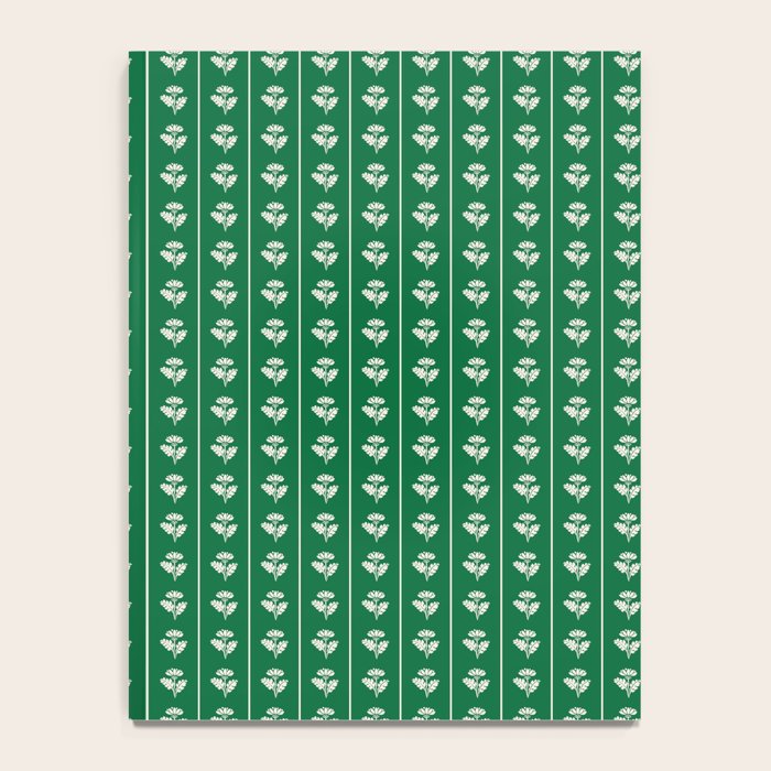 Emerald Green Vintage Cottage Flowers and Stripes Pattern Notebook Gallery Image 4