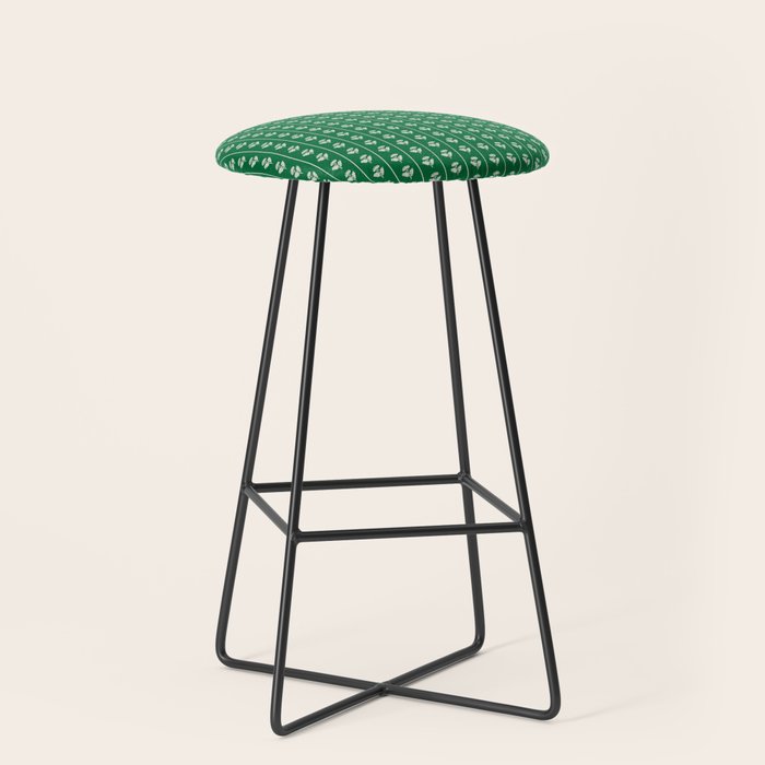 Emerald Green Vintage Cottage Flowers and Stripes Pattern Stool Gallery Image 1