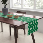 Emerald Green Vintage Cottage Flowers and Stripes Pattern Table Runner Gallery Image 2