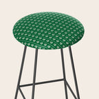 Emerald Green Vintage Cottage Flowers and Stripes Pattern Stool Gallery Image 2