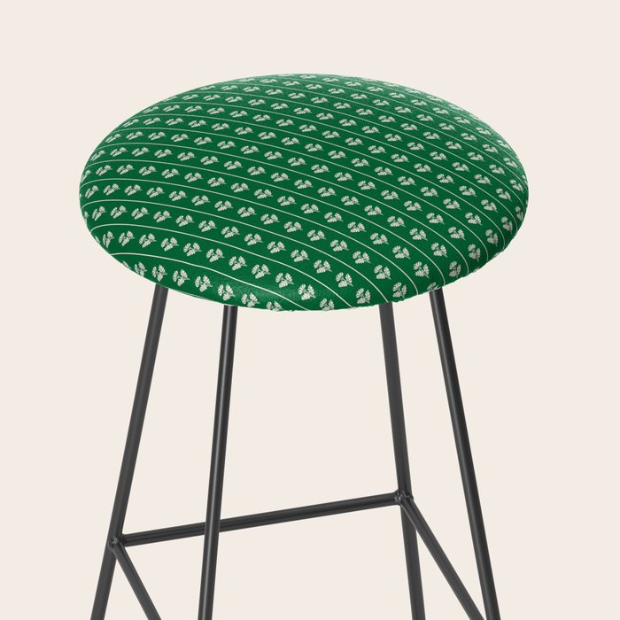 Emerald Green Vintage Cottage Flowers and Stripes Pattern Stool Gallery Image 2