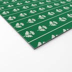 Emerald Green Vintage Cottage Flowers and Stripes Pattern Welcome Mat Gallery Image 2