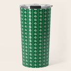 Emerald Green Vintage Cottage Flowers and Stripes Pattern Travel Mug Gallery Image 1