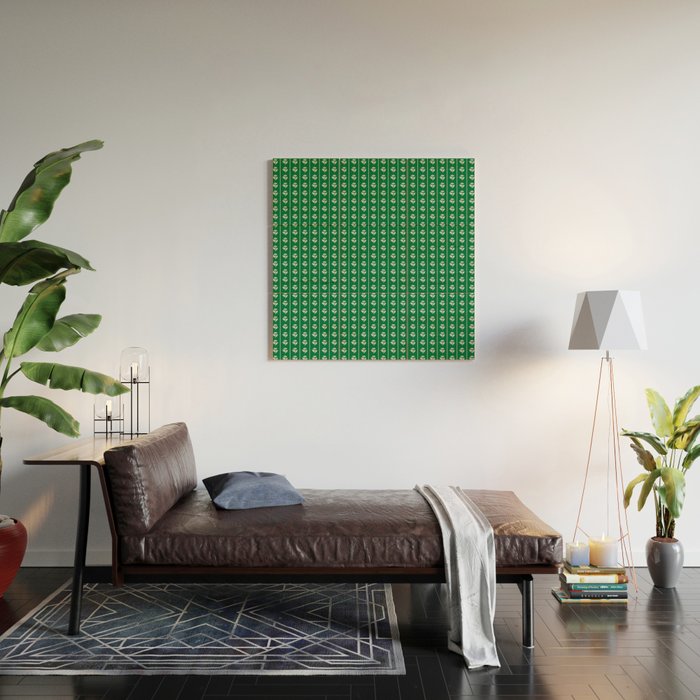 Emerald Green Vintage Cottage Flowers and Stripes Pattern Wood Wall Art Gallery Image 2