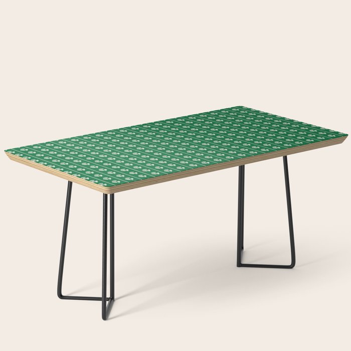 Emerald Green Vintage Cottage Flowers and Stripes Pattern Coffee Table Gallery Image 1
