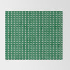 Emerald Green Vintage Cottage Flowers and Stripes Pattern Throw Blanket Gallery Image 2