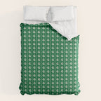 Emerald Green Vintage Cottage Flowers and Stripes Pattern Duvet Cover Gallery Image 6