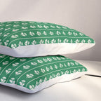 Emerald Green Vintage Cottage Flowers and Stripes Pattern Pillow Sham Gallery Image 3