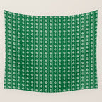 Emerald Green Vintage Cottage Flowers and Stripes Pattern Wall Tapestry Gallery Image 4