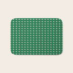 Emerald Green Vintage Cottage Flowers and Stripes Pattern Bath Mat Gallery Image 1