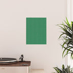 Emerald Green Vintage Cottage Flowers and Stripes Pattern Poster Gallery Image 2