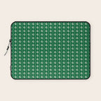 Emerald Green Vintage Cottage Flowers and Stripes Pattern Laptop Sleeve Gallery Image 1