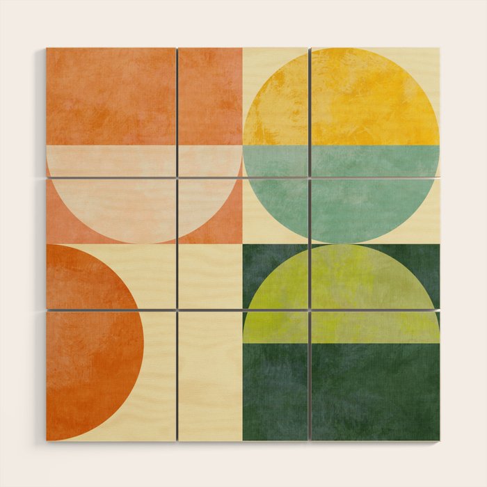 Abstract geometry checker 2 Wood Wall Art Gallery Image 1