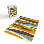 Eclectic Abstract Wild Stripes Retro Contemporary Pattern in Avocado Brown Orange Blue Jigsaw Puzzle Gallery Image 2