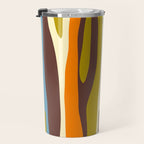Eclectic Abstract Wild Stripes Retro Contemporary Pattern in Avocado Brown Orange Blue Travel Mug Gallery Image 3