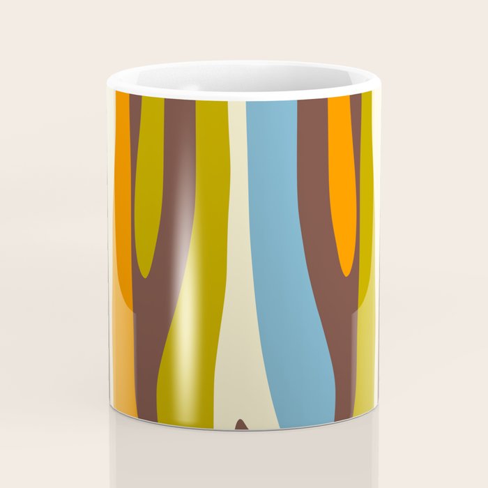 Eclectic Abstract Wild Stripes Retro Contemporary Pattern in Avocado Brown Orange Blue Coffee Mug Gallery Image 4