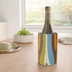 Eclectic Abstract Wild Stripes Retro Contemporary Pattern in Avocado Brown Orange Blue Wine Chiller Gallery Image 4