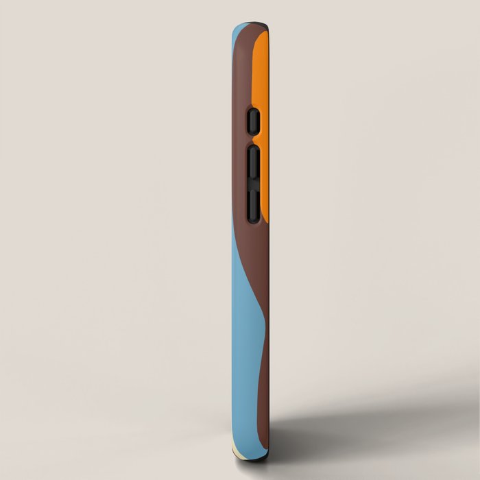 Eclectic Abstract Wild Stripes Retro Contemporary Pattern in Avocado Brown Orange Blue iPhone Case Gallery Image 2