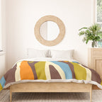 Eclectic Abstract Wild Stripes Retro Contemporary Pattern in Avocado Brown Orange Blue Duvet Cover Gallery Image 3