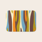 Eclectic Abstract Wild Stripes Retro Contemporary Pattern in Avocado Brown Orange Blue Bath Mat Gallery Image 1