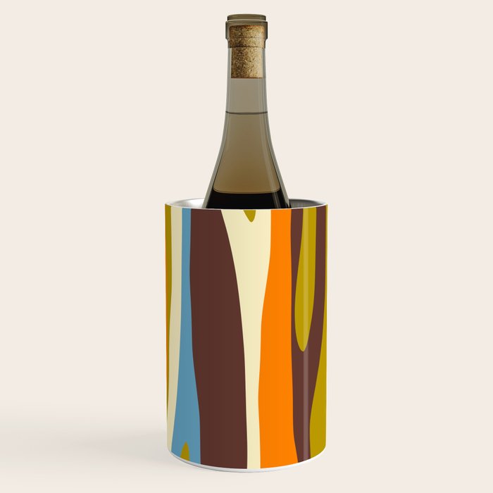 Eclectic Abstract Wild Stripes Retro Contemporary Pattern in Avocado Brown Orange Blue Wine Chiller Gallery Image 2