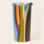 Eclectic Abstract Wild Stripes Retro Contemporary Pattern in Avocado Brown Orange Blue Travel Mug Gallery Image 2