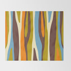 Eclectic Abstract Wild Stripes Retro Contemporary Pattern in Avocado Brown Orange Blue Throw Blanket Gallery Image 2