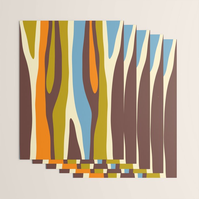 Eclectic Abstract Wild Stripes Retro Contemporary Pattern in Avocado Brown Orange Blue Wrapping Paper Gallery Image 3