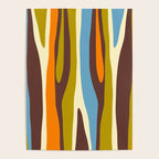 Eclectic Abstract Wild Stripes Retro Contemporary Pattern in Avocado Brown Orange Blue Poster Gallery Image 4
