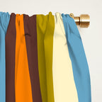Eclectic Abstract Wild Stripes Retro Contemporary Pattern in Avocado Brown Orange Blue Window Curtain Gallery Image 2